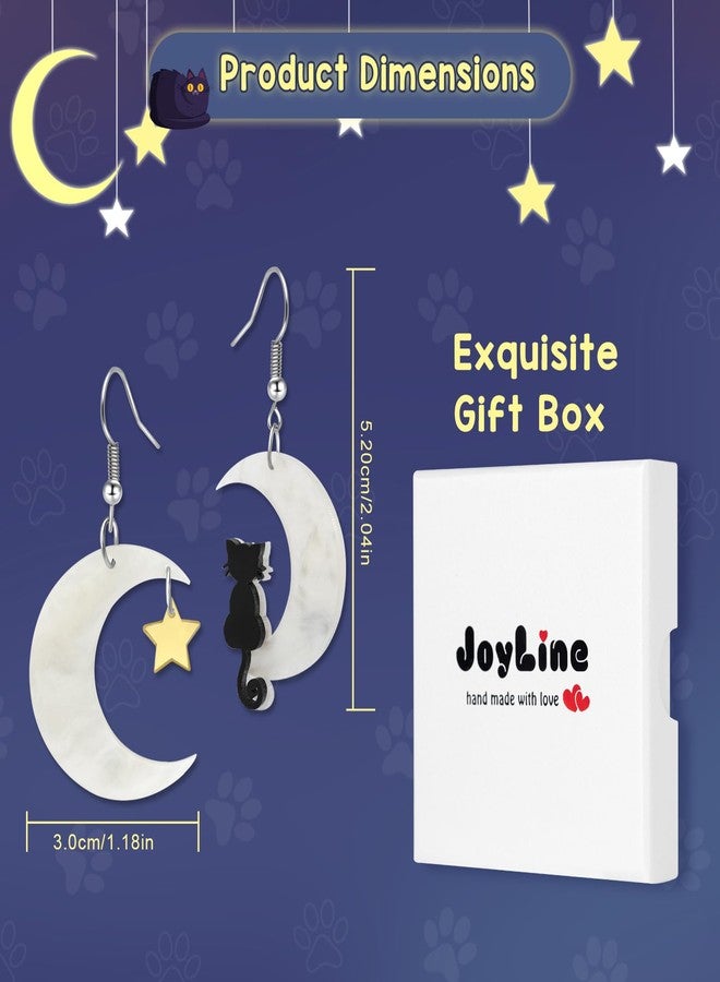 Joyline Gothic Earrings for Women Cute Black Cat Moon Star Acrylic Dangle Earrings Goth Valentine's Day Birthday Gifts Party Outfit Accessories - Image 2